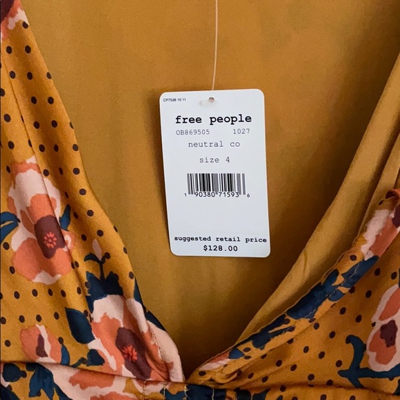Free People yellow floral silk dress - Picture 2 of 3